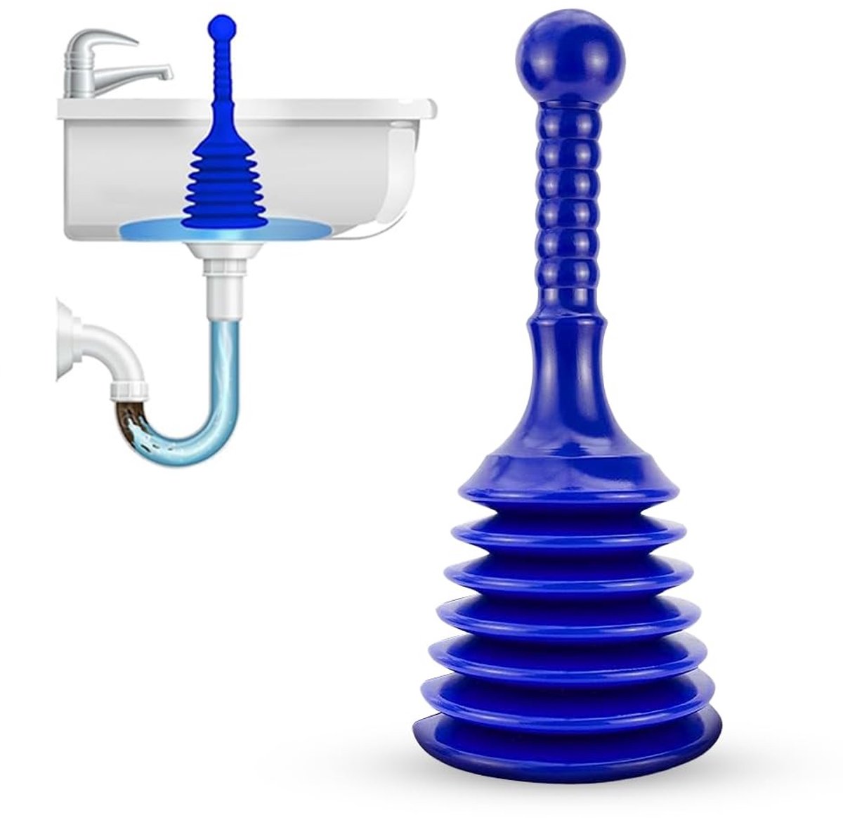 Elzusha - Compacte Afvoerontstopper voor Aanrecht, Douche en Bad - Blauw