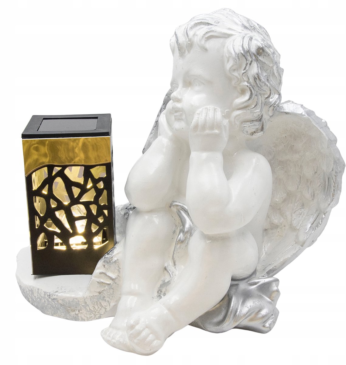 Gips Engelenkaars met LED-lamp - Zilver