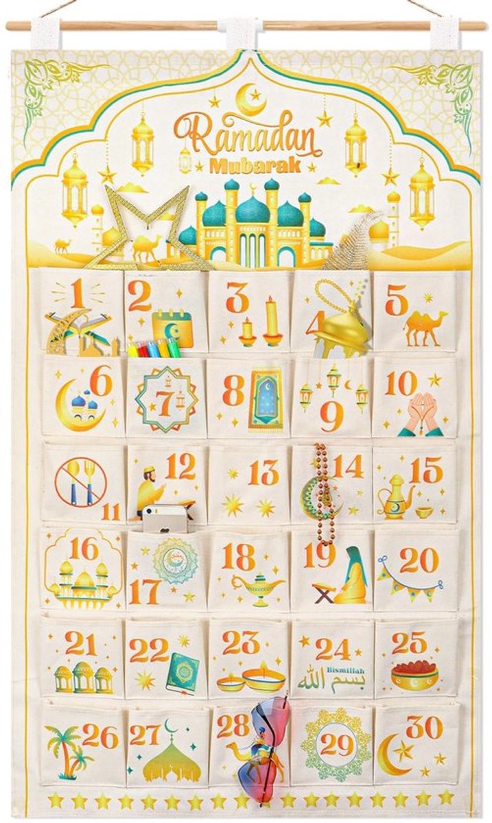 Adventskalender 2025 - Ramadan Kalender - Hangende Kalender - 30 Vakken - DIY Kalender - Decoratie voor Huis - Aftelkalender
