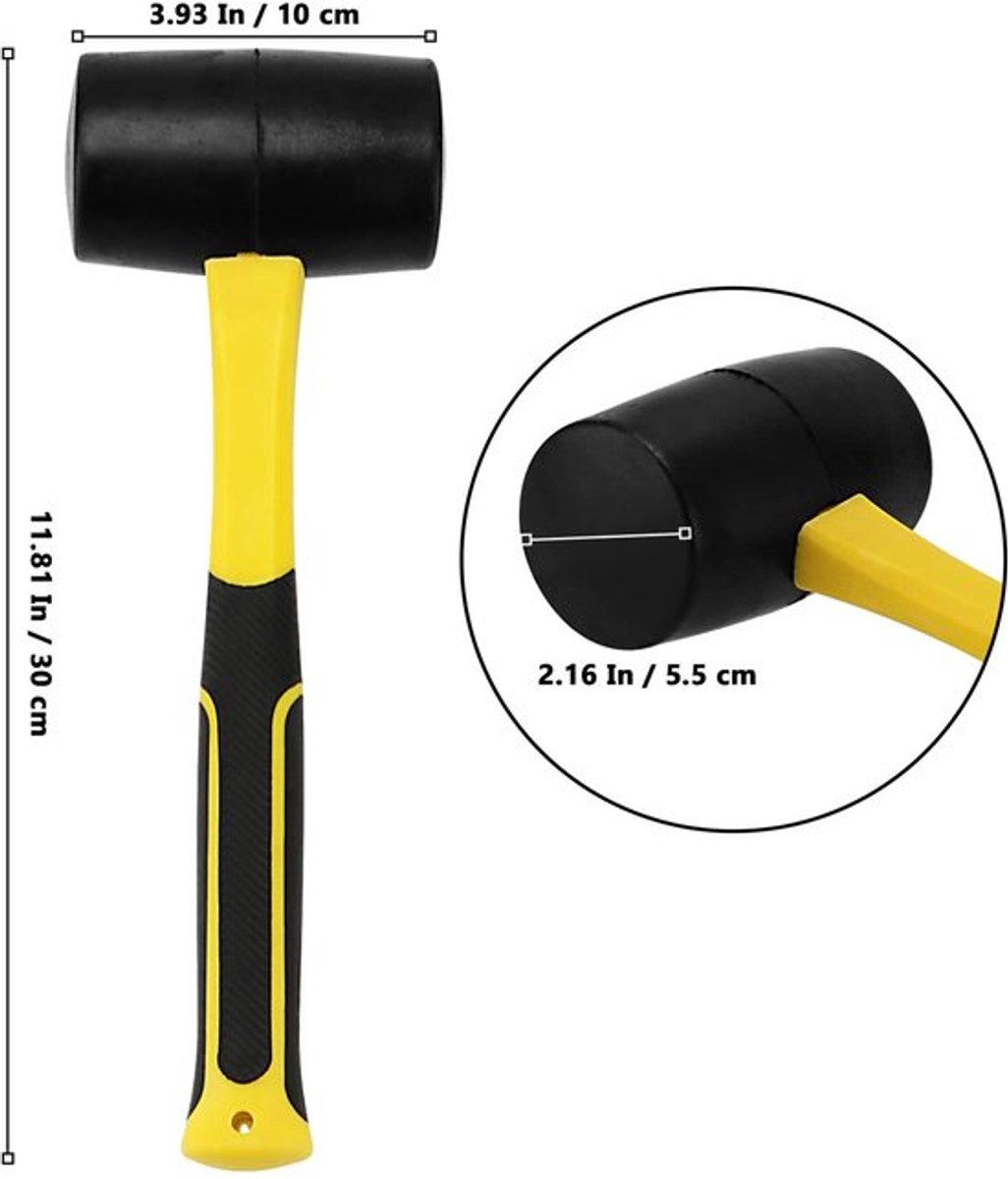 Rubber Mallet 500g - Antislip Handvat - Lichtgewicht - Schokbestendig - Voor Houtbewerking/Tegeling - Laat Geen Sporen Achter - Hamer