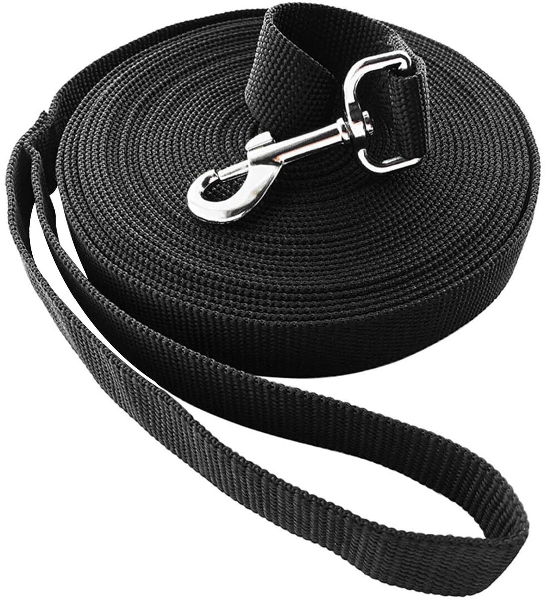 Sleeplijn voor Honden - Zwart - 20 m - Robuuste Nylon Trainingslijn - Voor Kleine en Middelgrote Rassen