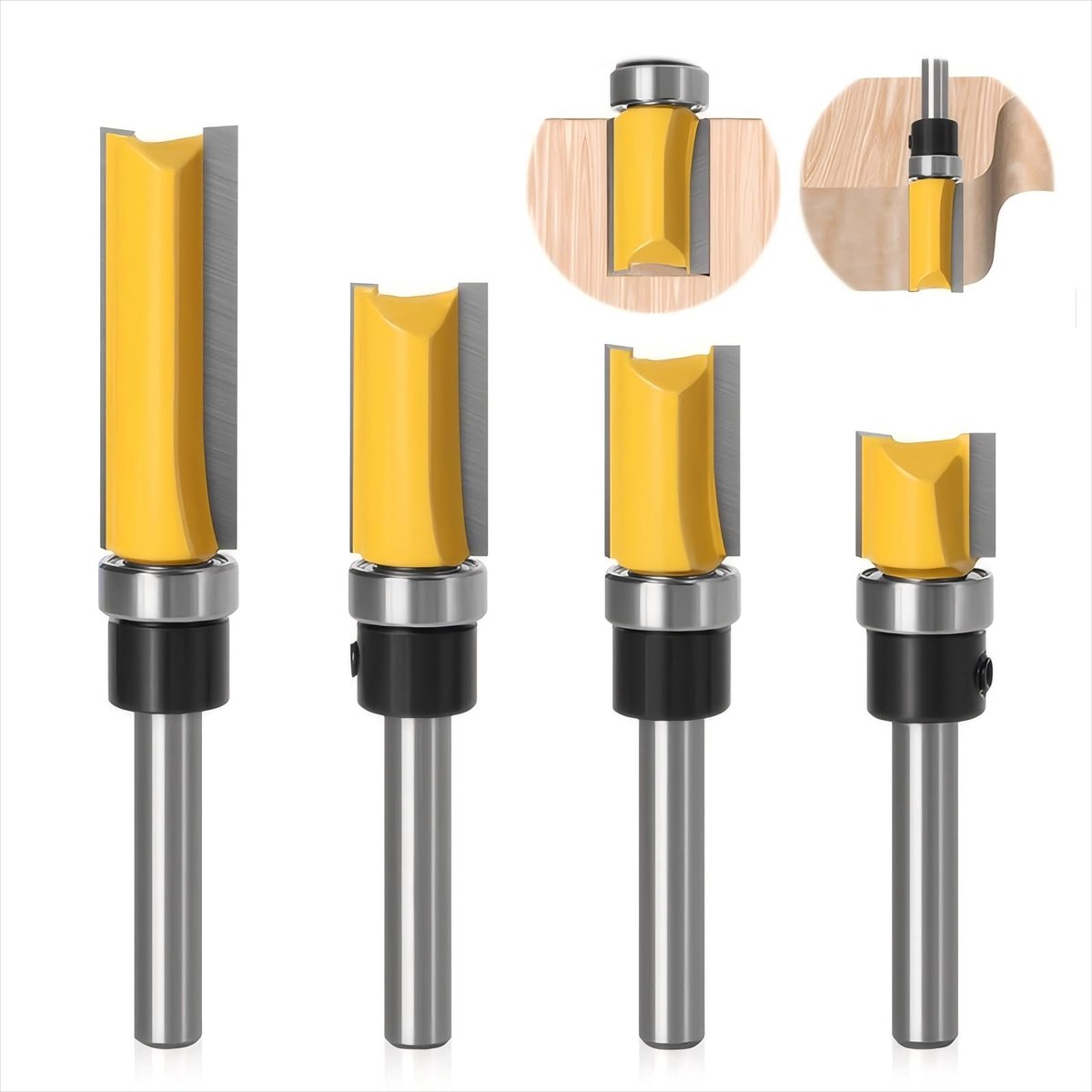 SolidKeus - Set van 4 Houtbewerking Frezen met Kogellagers
