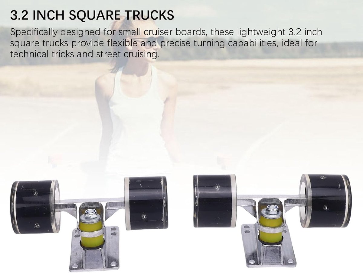 Longboard Skateboard Trucks en Wielen Set, 55 x 45 mm PU Wielen, Aluminium Trucks en Hardware Combo voor Cruiser Skateboards