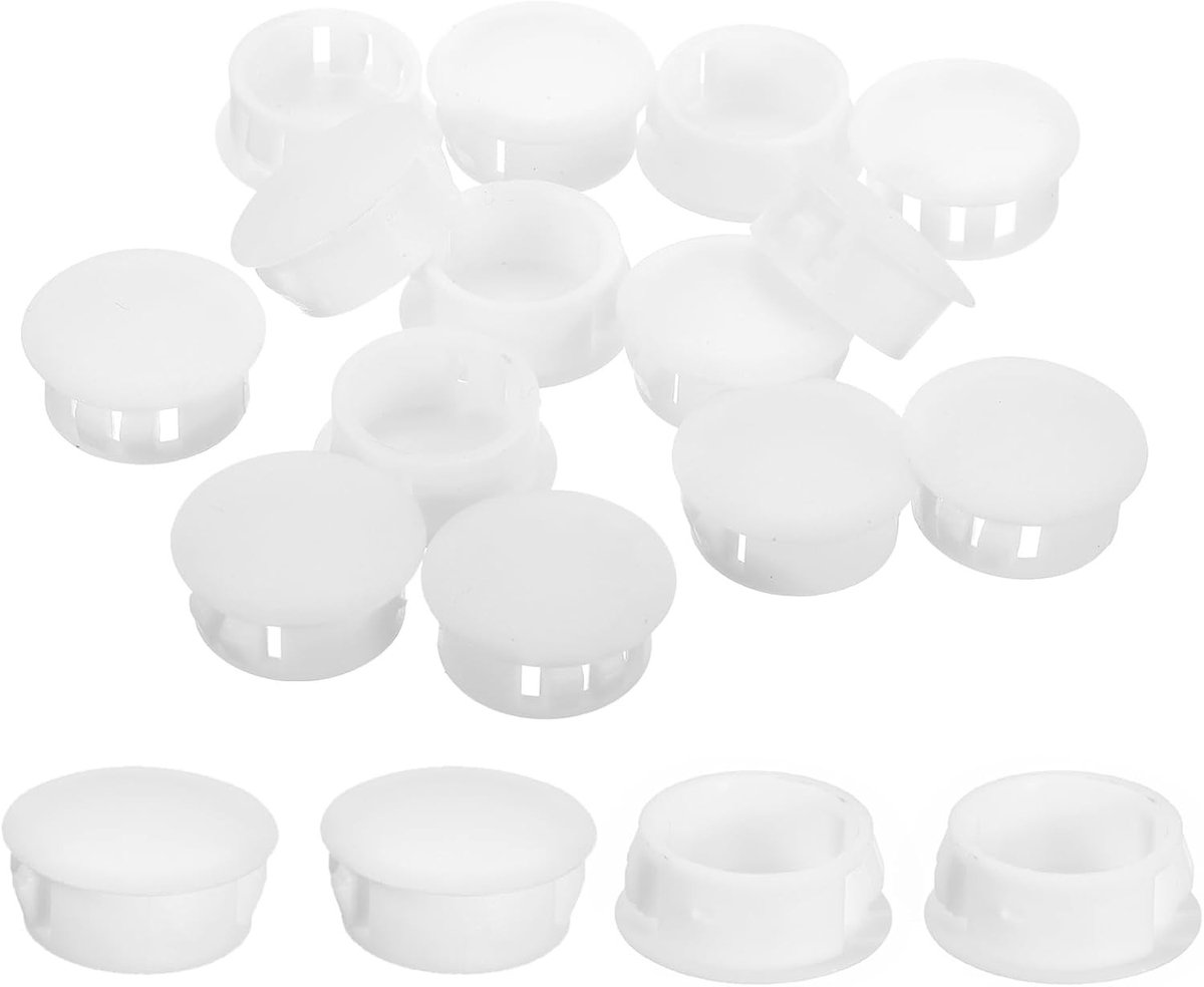 18PCS 20mm (13/16") Boorgatafdekkappen van Nylon - Witte Ronde Snap Closure voor Kasten, Meubels en Machines