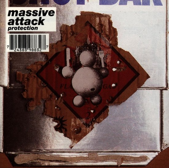 Massive Attack - Protection albumhoes met barcode en gestileerde sneeuwpop.
