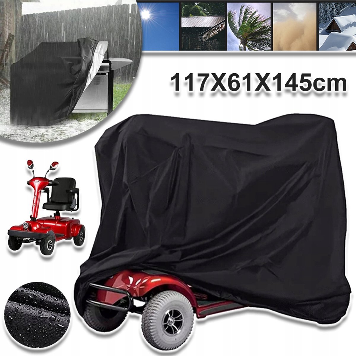 Scooterhoes Voor Alle Weersomstandigheden Met UV-Bescherming En Waterdichte Coating - Winddicht Sneeuwbestendig Duurzaam Oxford-Materiaal Met PU-Laag - Voor Scooter Grasmaaier En Tractor - Zwart