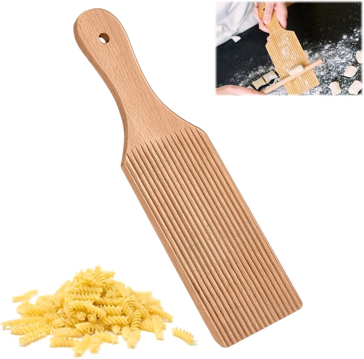 Houten Gnocchi en Pasta Kneedbord met Schraper voor Thuisbakken | Ideaal voor het maken van verse pasta, gnocchi en deeg zonder plakken