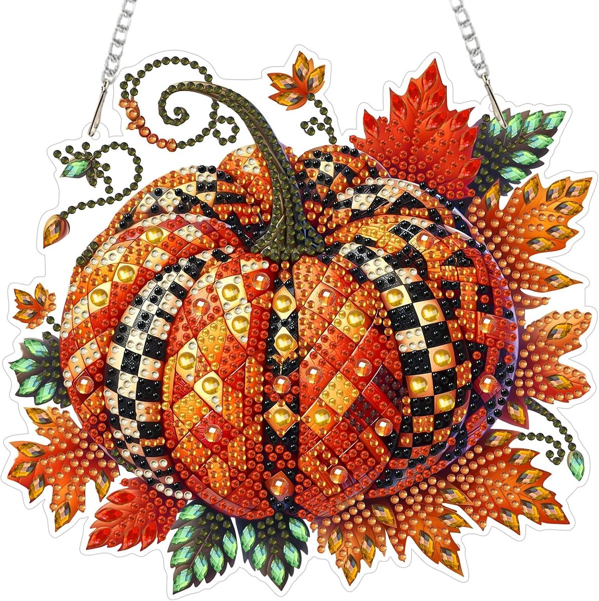 5D Herfst Pompoen Diamond Painting Hanger Volwassenen Kinderen DIY Landschap Diamond Painting Kit met Ketting Diamant Schilderij Hanger Kit voor Tuin Huis Muur Decoratie Geschenken