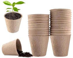 Set van 20 startertrays voor zaailingen, 6 cm, kweekpot voor zaailingen, uittrekbaar, Peti pot voor planten, voor tuin, moestuin, kas