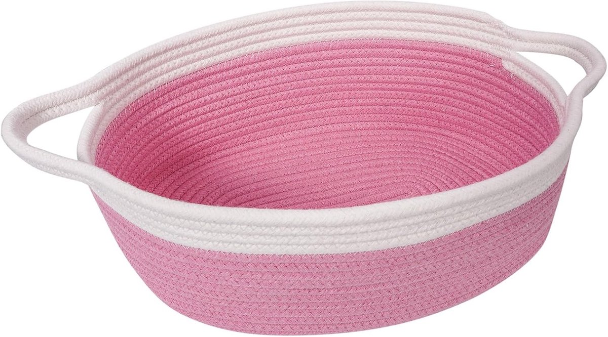 Mand met handgrepen voor kinderen, kleine mand voor het organiseren van luiers, handdoeken, schattige decoratieve manden, speelgoedopbergmanden, 30 x 20 x 12 cm, roze