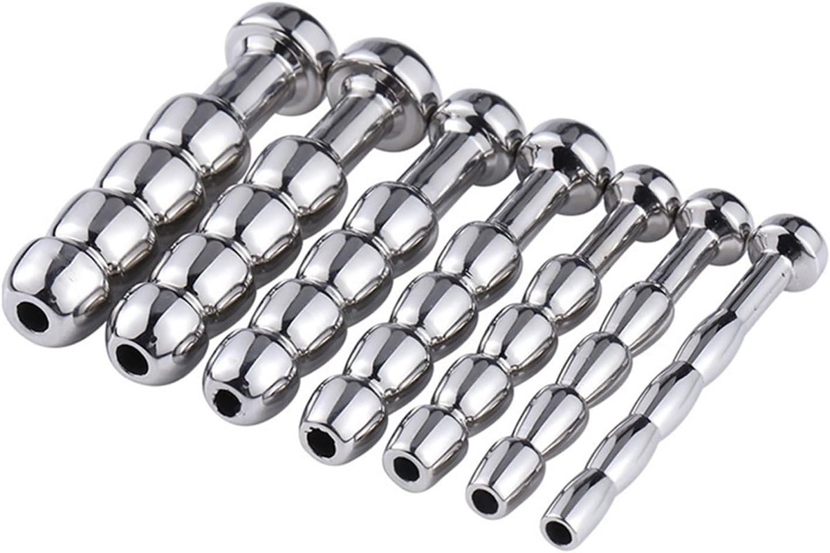 paardenoog bars voor heren, skeletontwerp, uitzettingsspeelgoed, roestvrij staal, urethrale buizen, verschillende maten, F04 (set van 7)