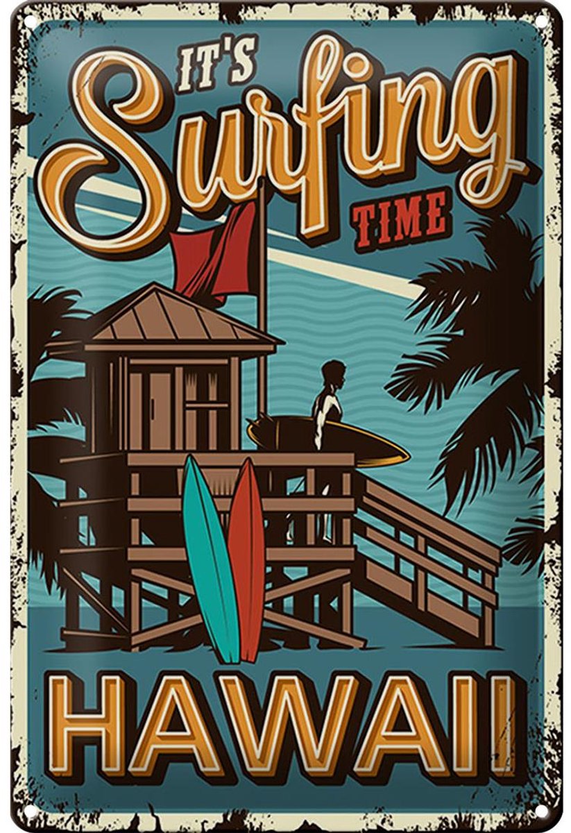 Blechschild Hawaii 20x30cm it´s Surfing time