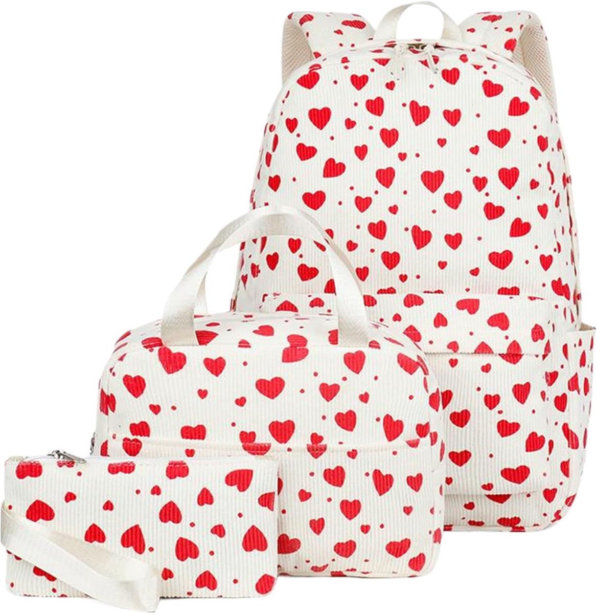 KZQ 3-Delige Corduroy Dagrugzakset Met Lunchtas En Etui Voor Dames – Stijlvol En Casual