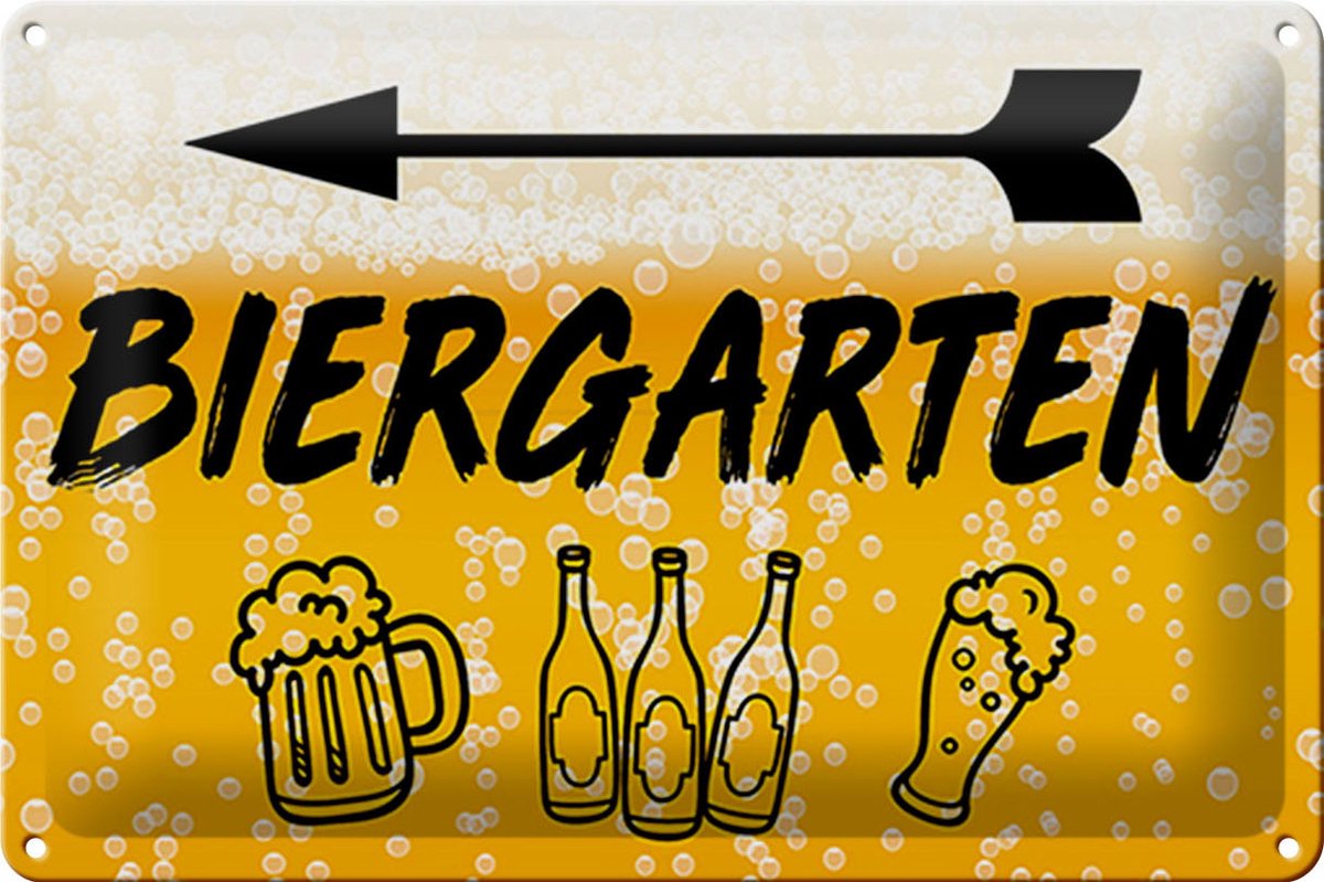 Blechschild 30x20cm Biergarten links Bier Schild