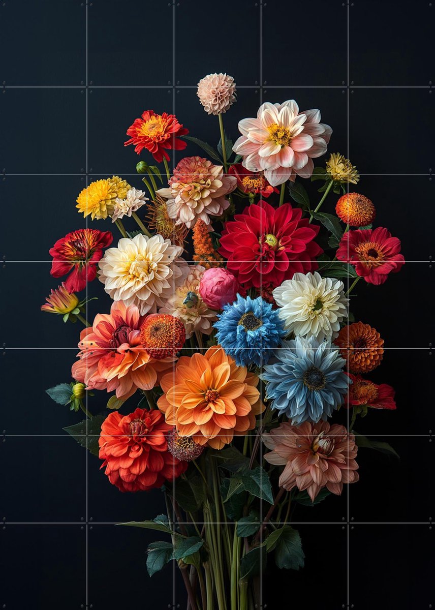 IXXI Wildflower Bouquet, Margriet Hulsker - 100 x 140 cm - Gratis ophangtool - Grote wanddecoratie en posters - Kleurrijk, Trap, Woonkamer, Eetkamer