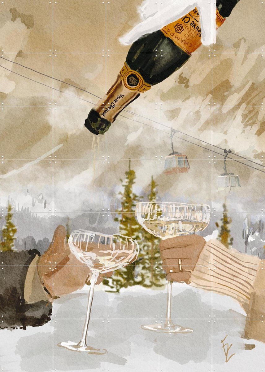 IXXI Winter Champagne, Ekaterina Zagorska - 100 x 140 cm - Gratis ophangtool - Grote wanddecoratie en posters - Schilderijen, Kwaststreken, Woonkamer
