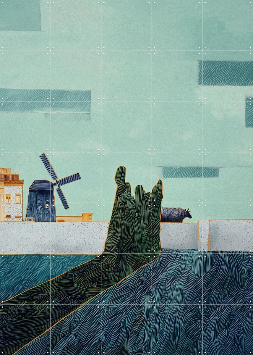 IXXI Polder 1, Artclaud - 100 x 140 cm - Gratis ophangtool - Grote wanddecoratie en posters - Geometrische Kunst, Illustraties, Modern, Fantasierijk