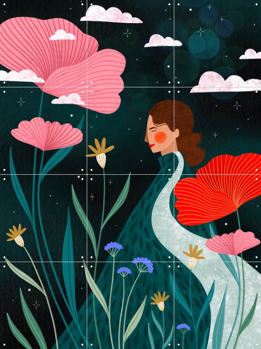 IXXI Dreamy Garden Stroll, Bea Müller & Various - 60 x 80 cm - Gratis ophangtool - Grote wanddecoratie en posters - Fantasierijk, Surrealisme