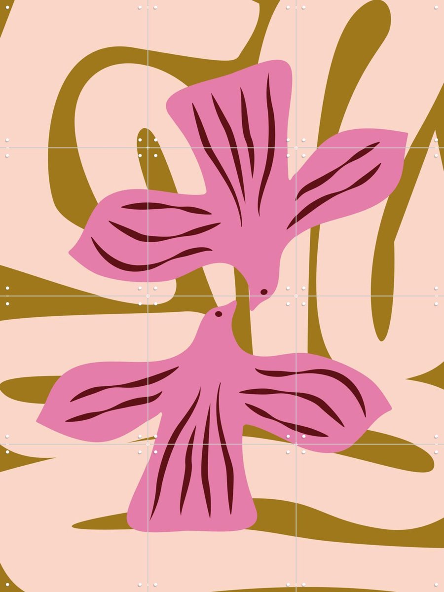 IXXI Rosy Joy, Studio Wool - 60 x 80 cm - Gratis ophangtool - Grote wanddecoratie en posters - Illustraties, Abstract, Speels, Kleurrijk, Retro