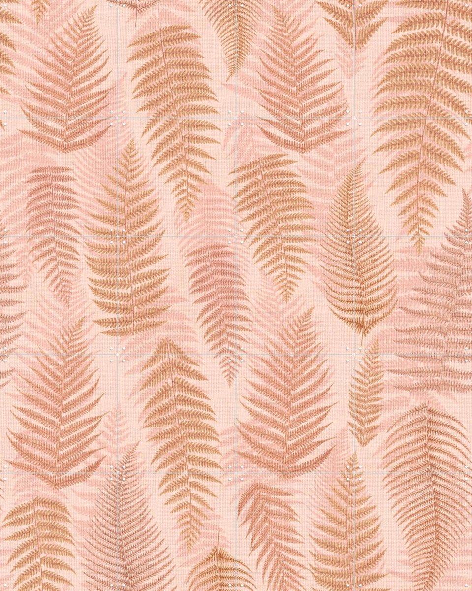 IXXI Cozy Fall Fern Leaves Terracotta Pink, Bloomery Decor - 80 x 100 cm - Gratis ophangtool - Grote wanddecoratie en posters - Decoratieve kunsten