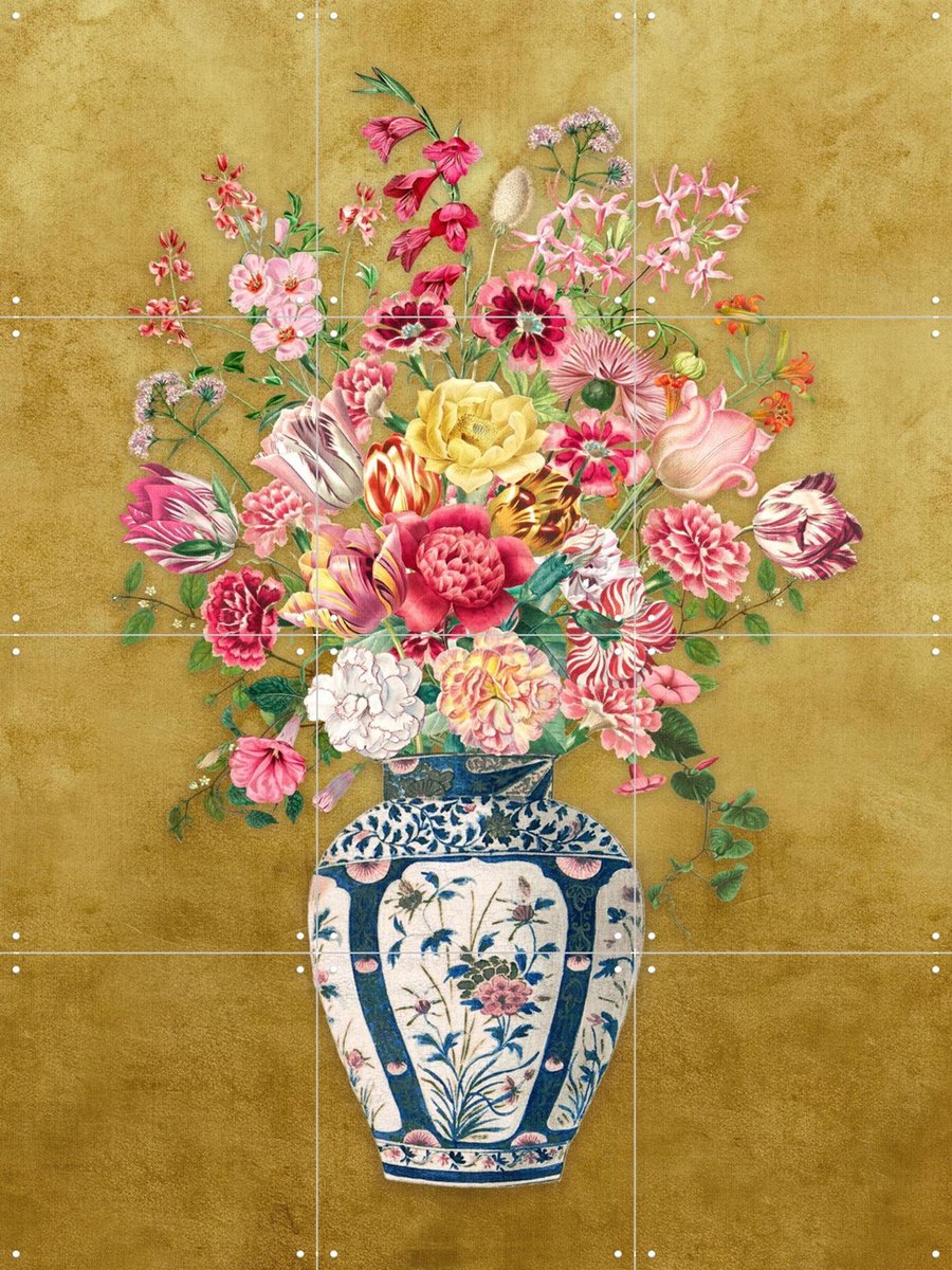 IXXI Vintage Spring Flower Vase, Bloomery Decor - 60 x 80 cm - Gratis ophangtool - Grote wanddecoratie en posters - Decoratieve kunsten, Woonkamer