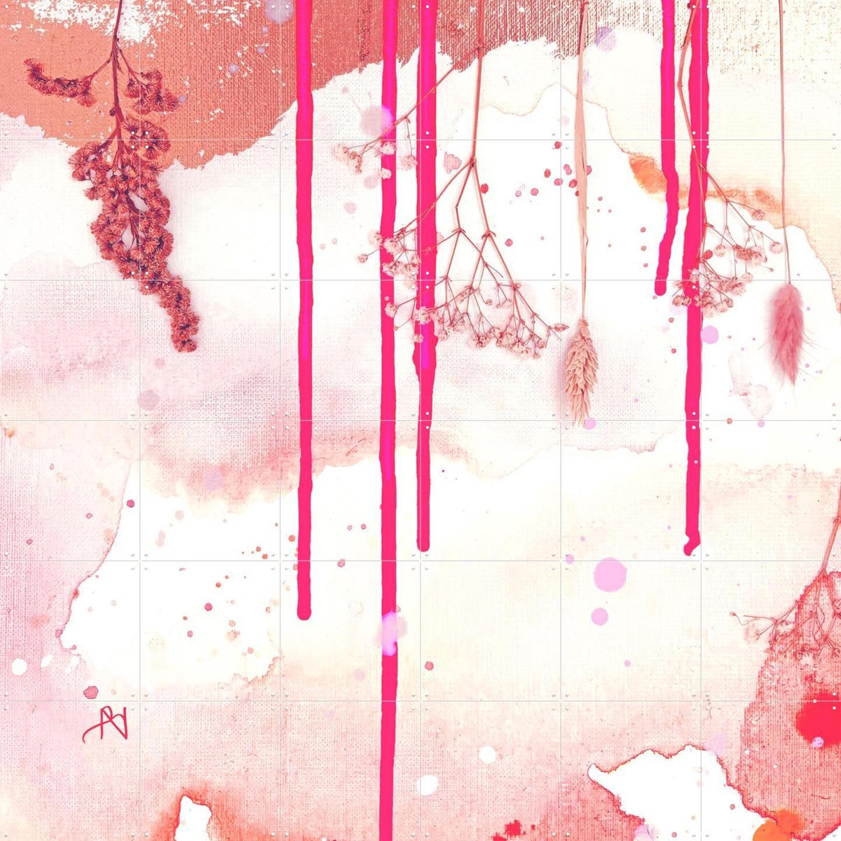 IXXI Floral Ascent, Art by Naokies - 120 x 120 cm - Gratis ophangtool - Grote wanddecoratie en posters - Speels, Aquarel, Kleurrijk, Gang, Slaapkamer