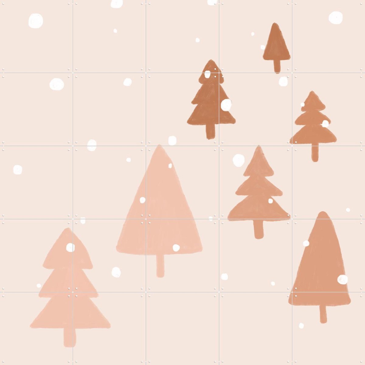 IXXI Pastel Winter Trees, Orara Studio & Various - 100 x 100 cm - Gratis ophangtool - Grote wanddecoratie en posters - Modern, Digitale Kunst