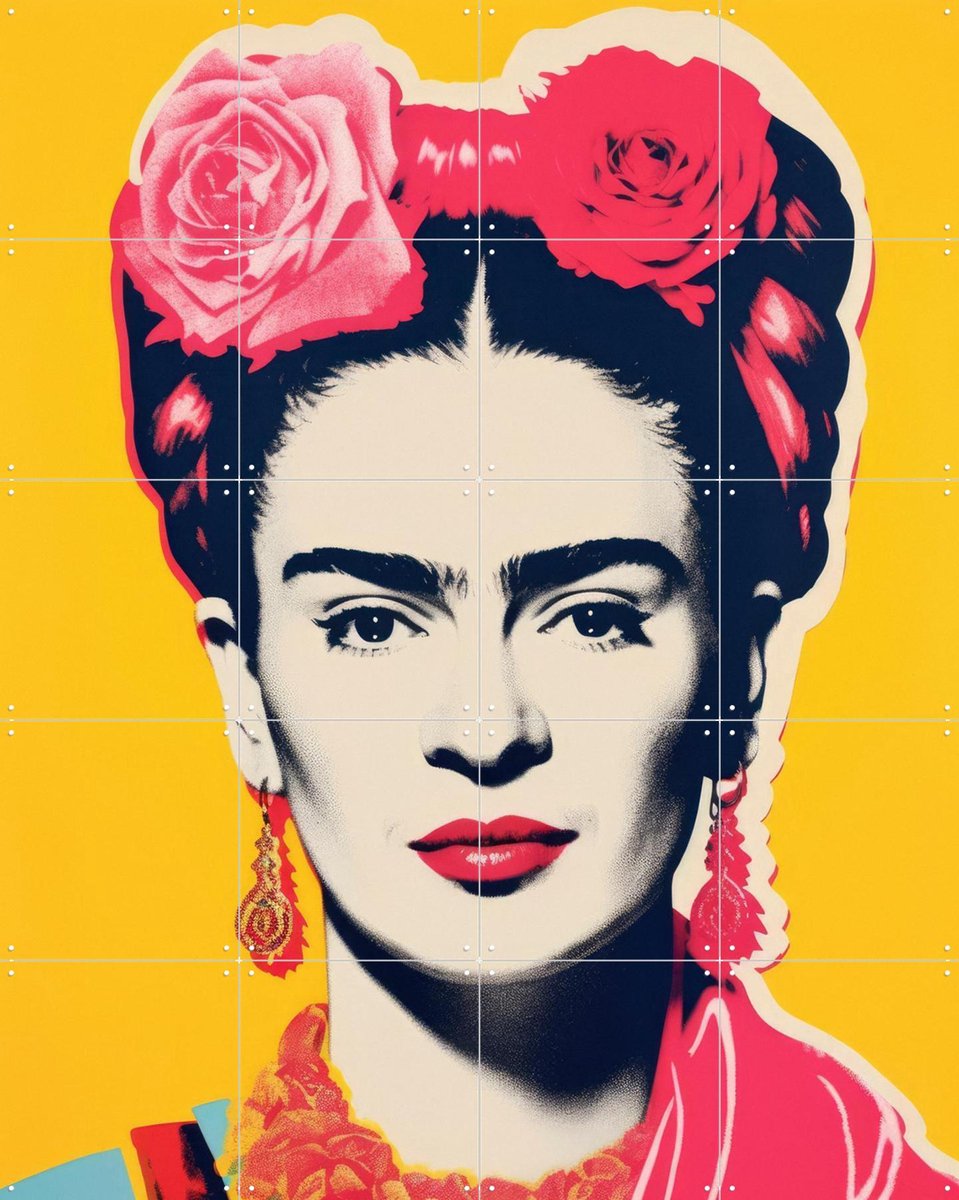 IXXI Oh Frida No. 1, Treechild & Various - 80 x 100 cm - Gratis ophangtool - Grote wanddecoratie en posters - Modern, Kleurrijk, Digitale Kunst, Pop