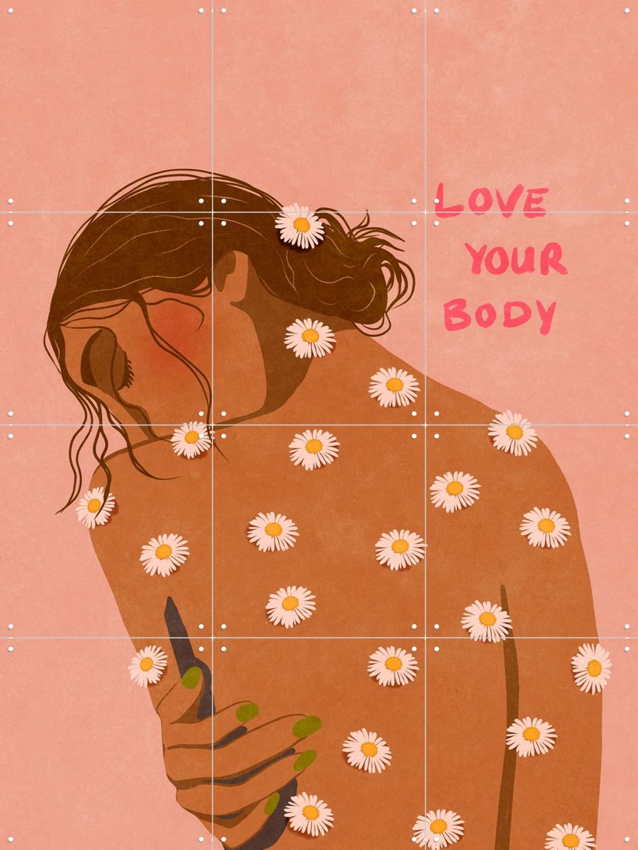 IXXI Love Your Body, Raissa Oltmanns - 60 x 80 cm - Gratis ophangtool - Grote wanddecoratie en posters - Fantasierijk, Cartoonesk, Digitale Kunst