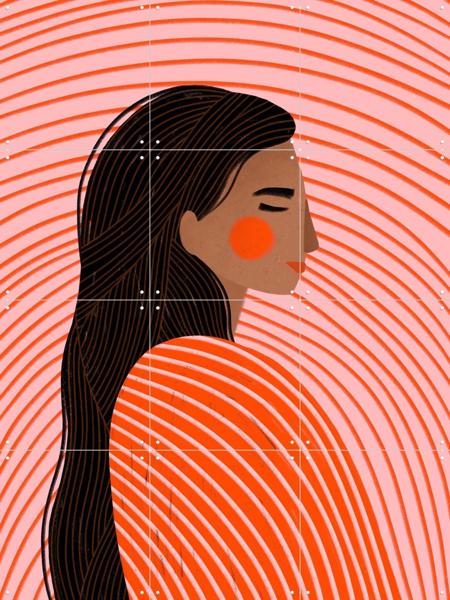 IXXI The Woman With The Lines, Bea Müller & Various - 60 x 80 cm - Gratis ophangtool - Grote wanddecoratie en posters - Line art, Kleurrijk