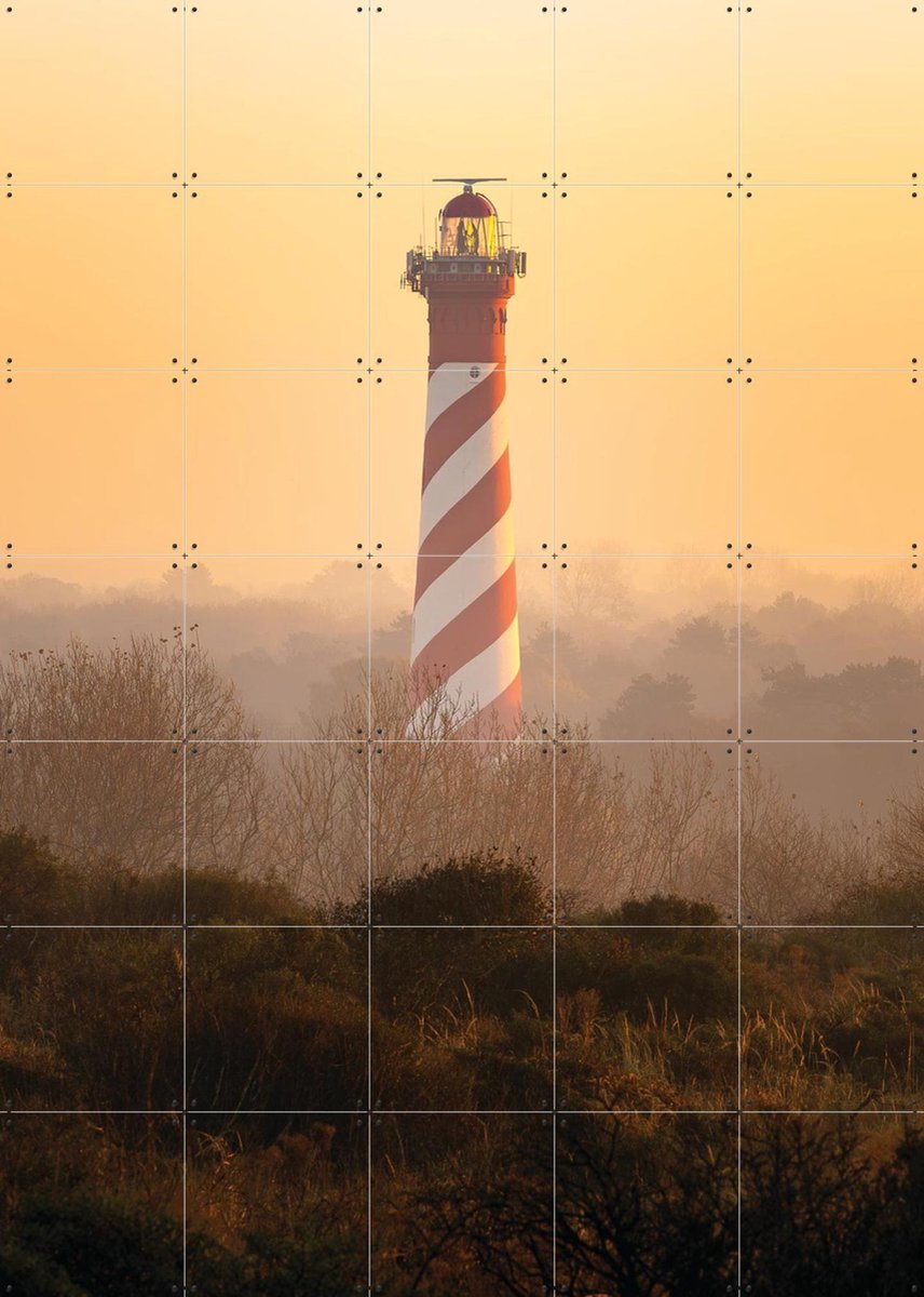 IXXI Vuurtoren van Burg-Haamstede, Michael Huijgens & Kunst in Kaart - 100 x 140 cm - Gratis ophangtool - Grote wanddecoratie en posters - Fotografie