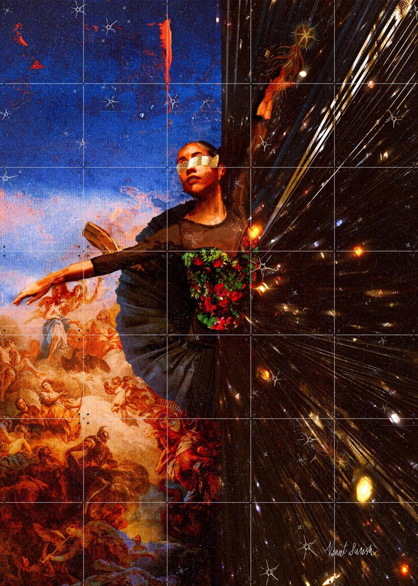 IXXI Dancing In Dimensions, Vineet Suresh - 100 x 140 cm - Gratis ophangtool - Grote wanddecoratie en posters - Kleurrijk, Fantasierijk, Surrealisme