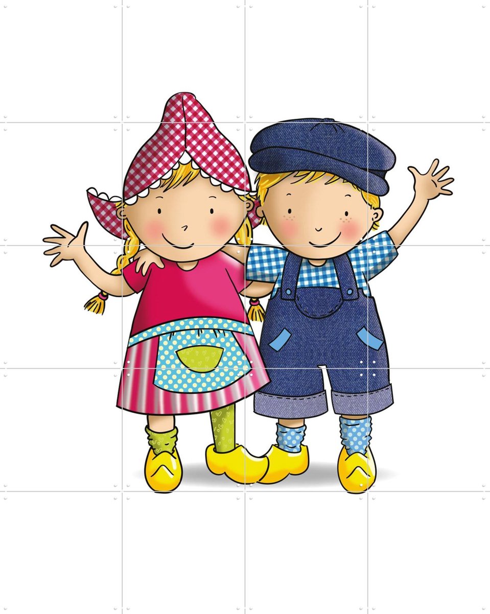 IXXI Fien & Teun: altijd samen, Fien & Teun & Van Hoorne Studios - 80 x 100 cm - Gratis ophangtool - Grote wanddecoratie en posters - Kleurrijk