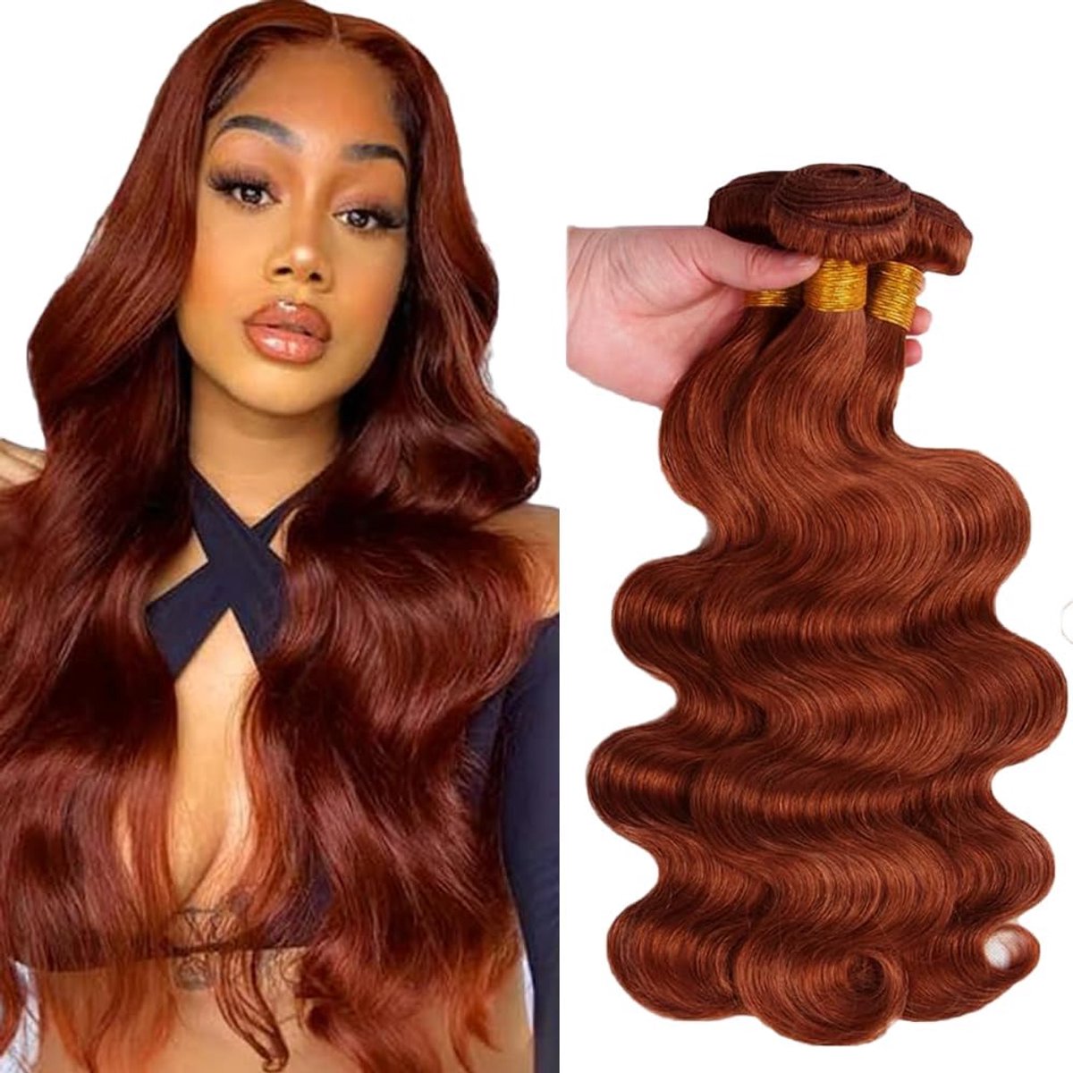 24 26 28 Inch Body Wave Peruik Dames Bundles Human Hiar Unprocessed Brazilian Virgin Human Hair Extensions #33 Reddish Brown Bundle With Minimal Shedding For Women