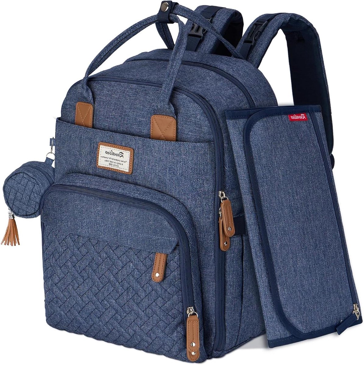 Baby Luiertas Rugzak - Commertas Luiertas - Baby Verzorgen Onderweg - Veelzijdig Organiseren - 43x32x21 cm - Navy Blauw