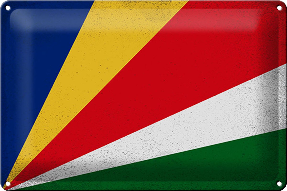 Blechschild Flagge Seychellen 30x20cm Seychelles Vintage
