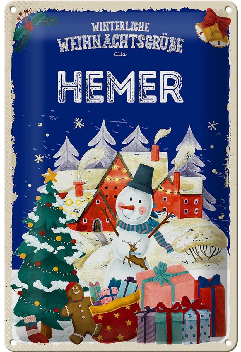 Blechschild Weihnachtsgrüße aus HEMER 20x30cm