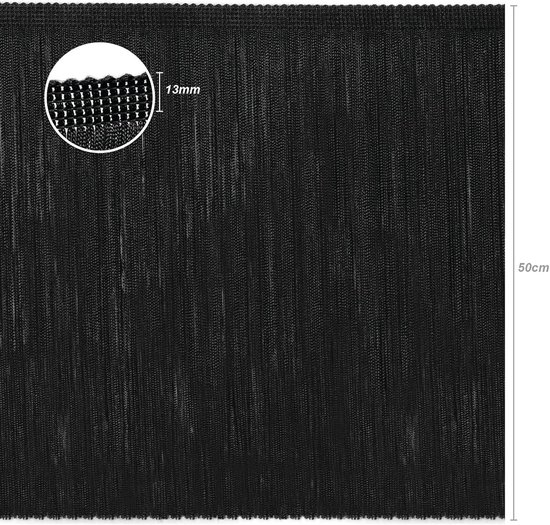 = Cuquillo-franjes om te Naaien van Flamenco en Sevilla. Samenstelling Rayon 100%. Lengte van 50cm. 5m Stukken - (Zwart) — afbeelding 5