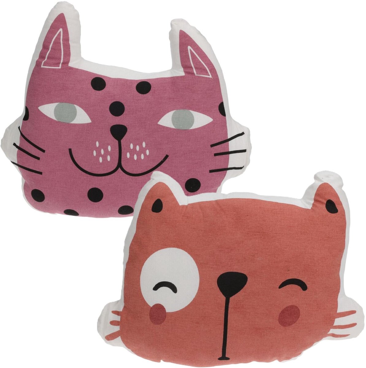 Home & Styling Dieren sierkussen set - 2x - Kat / poes - kinderkamer - 35 x 40 cm - polyester