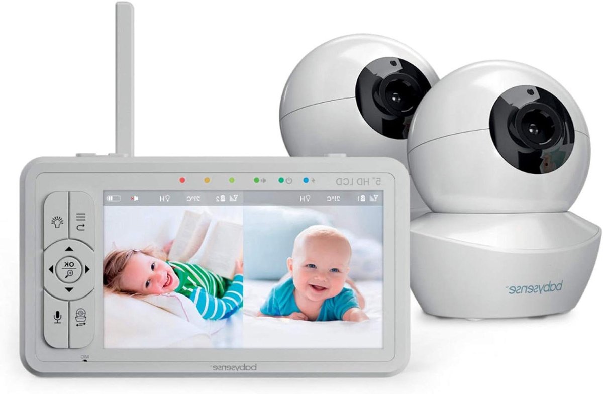 Babyfoon met Camera - Video Monitor - Baby Bewaken - 2 HD Camera's - 5 Inch Scherm - Wit