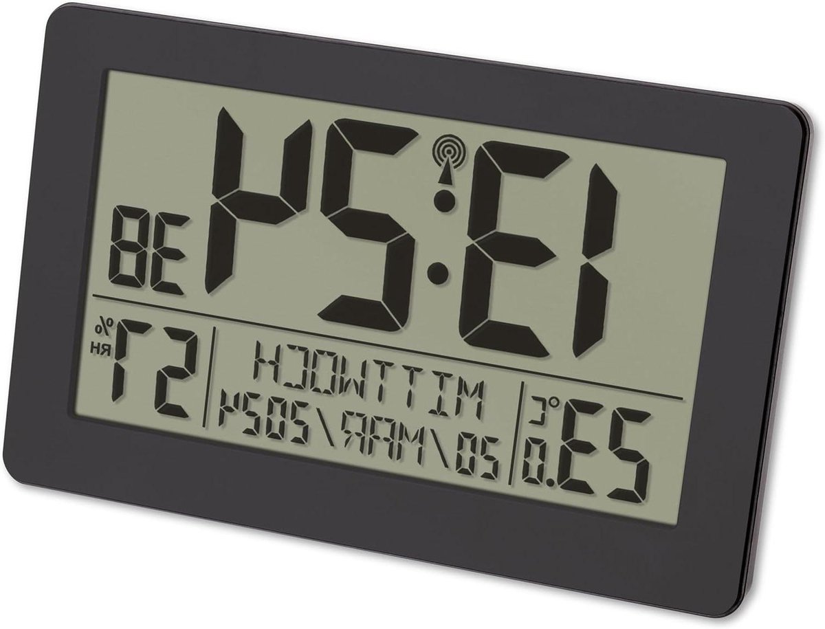 Digitale Klok - Wekker Binnenklimaat - Tijd Weergeven - Groot Display - 206 mm - Zwart