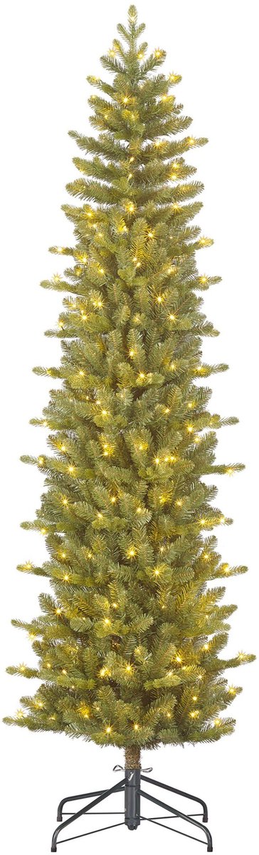 Black Box Trees Harma Smalle Kunstkerstboom - Kerstboom met Verlichting met Timer- en Dimfunctie - Kerstversiering met Warm Witte LED's voor Binnen - H185 x Ø63 cm - Groen