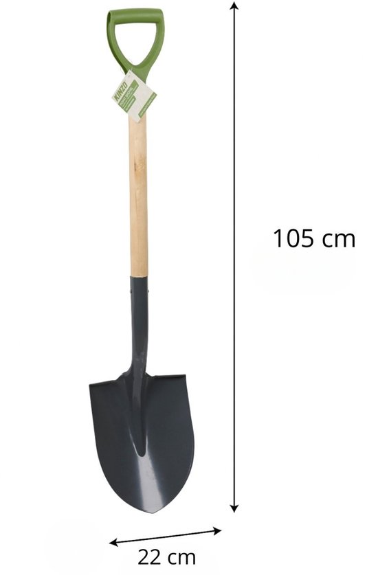 Kinzo Tuinspade Metaal 105 cm - Stevige Tuinschop met Houten Steel en Kunststof Handvat - Schop voor Tuinwerk, Spade voor Graven, Schep voor Aarde of Boomwortels van Kinzo — afbeelding 3