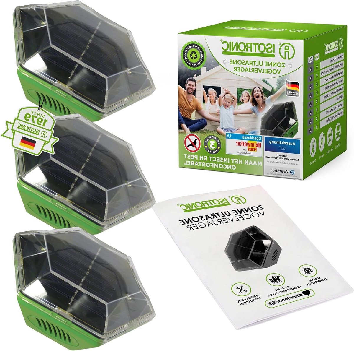 Ultrasone Vogelverjager - Dierenverjager Zonne-energie - Tuin Beschermen - Bewegingsmelder Knipperlicht - 150 m² Bereik - Zwart