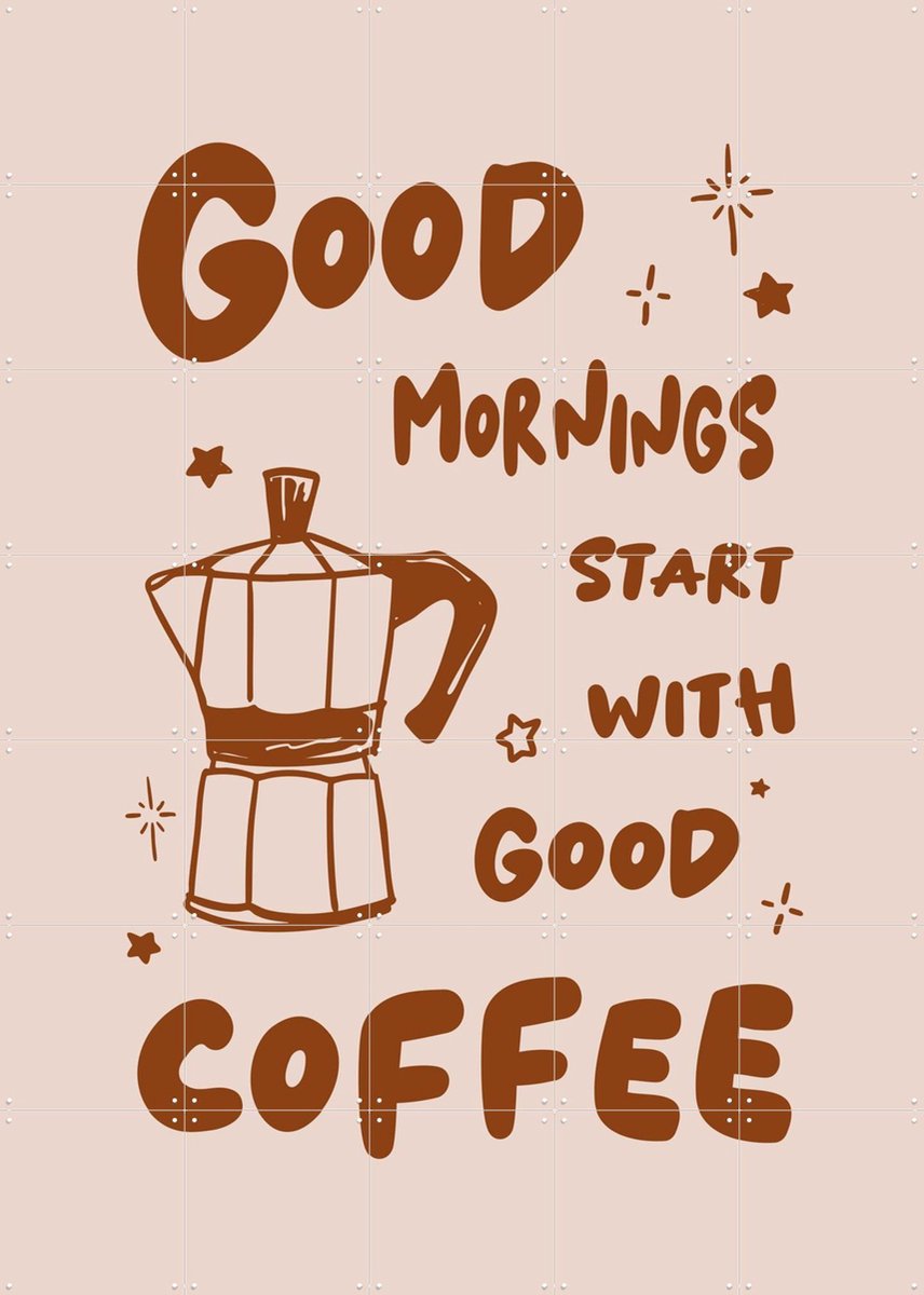 IXXI Morning Coffee, Palmartprints - 100 x 140 cm - Gratis ophangtool - Grote wanddecoratie en posters - Grafisch Ontwerp, Typografie, Keuken, Gang