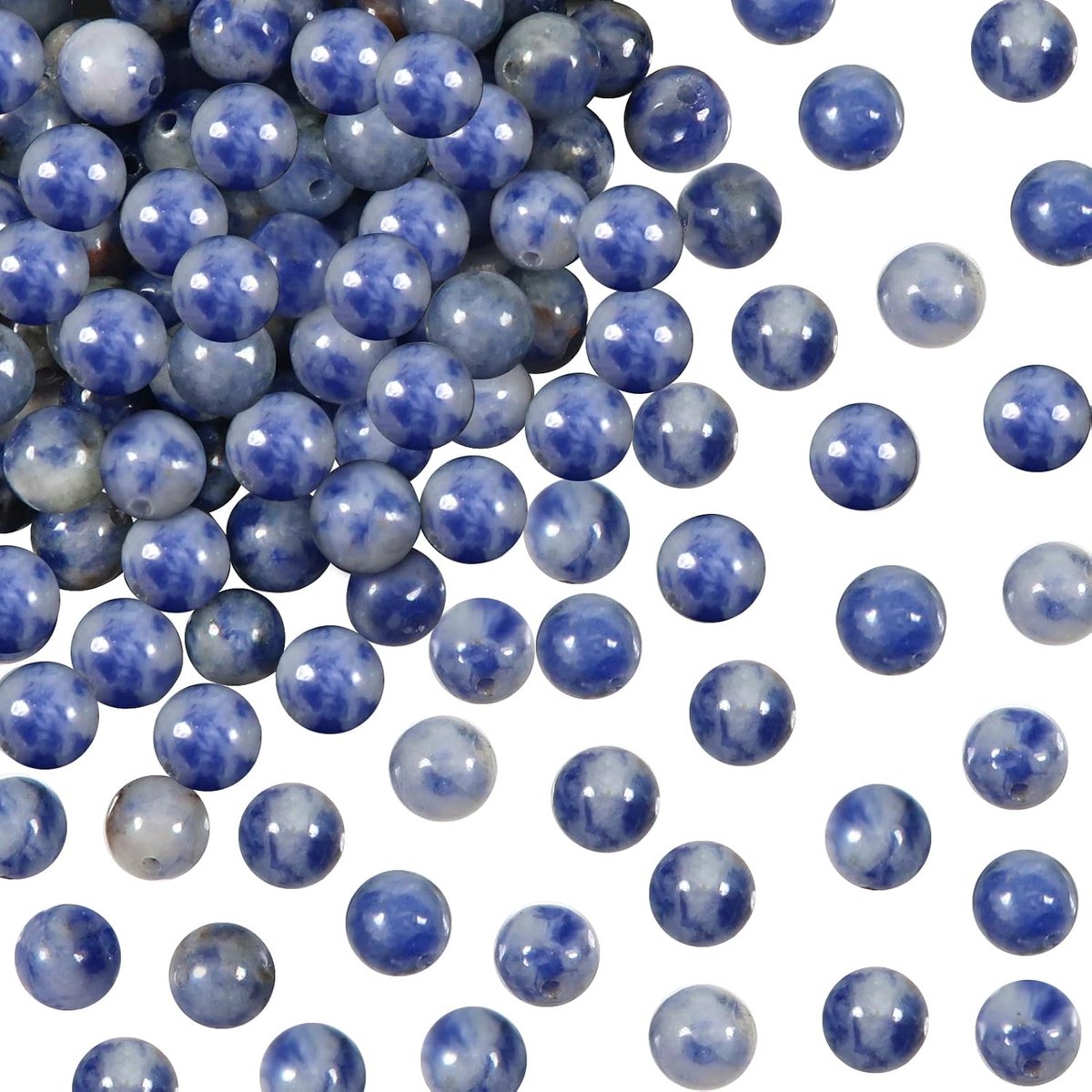 Kralen, 8 mm, blauw, ronde losse kralen met gat voor het maken van sieraden, knutselen, rijgen, doe-het-zelf armbanden, halskettingen en sieraden, 100 stuks