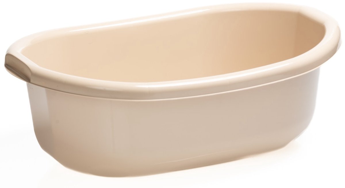 Ovale Wasbak 20L Beige met Handvatten - Praktische Plastic Kuip