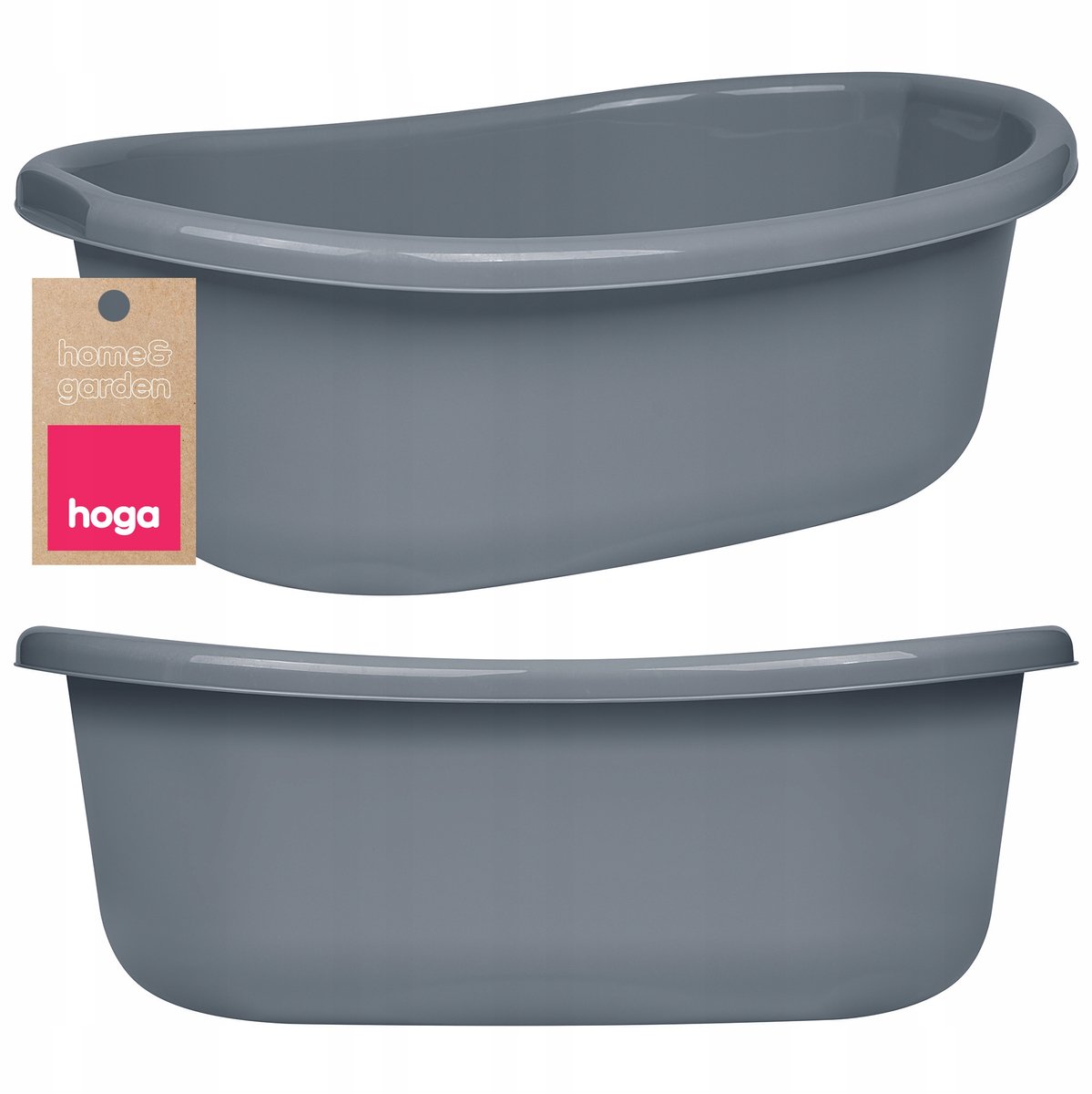 Grote Ovale Plastic Wasbak 20L met Handvatten - Grijs