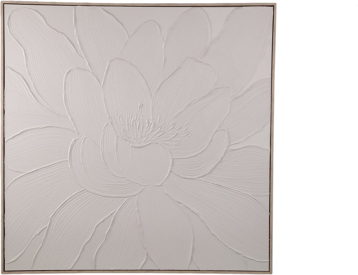 PTMD Florise Cream Framed Canvas Wall Panel Flower A
