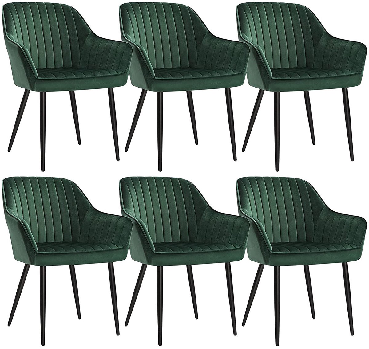 Eetkamerstoelen – set van 6 – met groene fluwelen bekleding
